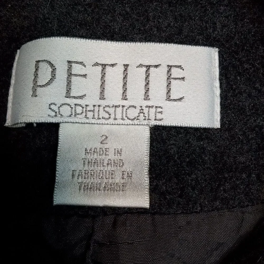 Vintage Petite Sophisticate Jacket Womens 2 Gray Wool Cashmere Blend Preppy Coat